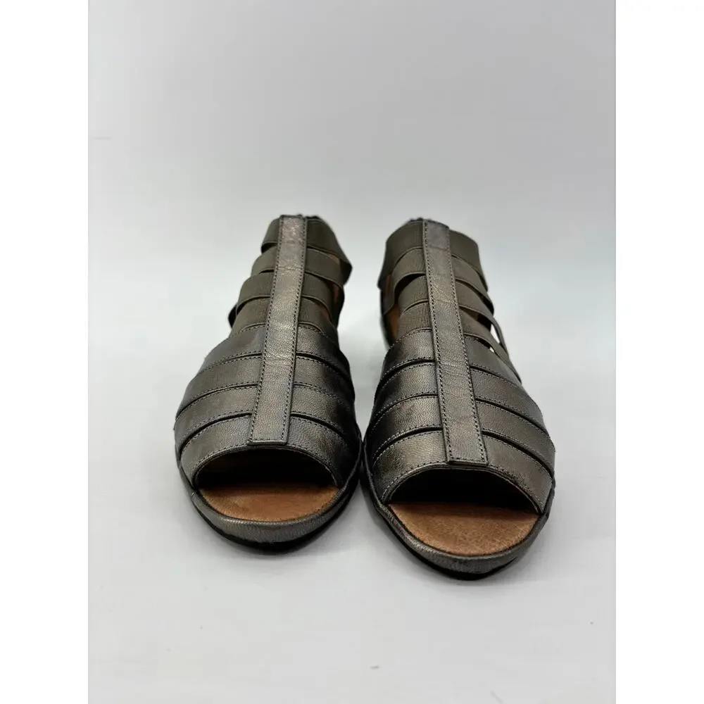 Gentle Souls Womens Size 7.5 Lana Metallic Sandals Wedge Elastic